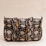 24h-Tasche - Gesteppt - Lotus Noir in gestepptem Baumwoll-Blockdruck, handgefertigt in Jaipur - Kirane