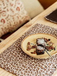 Set de table Léopard Fauve en coton block print artisanal, fait main à Jaipur - Kirane