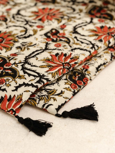 Sofa Cover - Bloom - 85x185cm, detalle del motivo block print impreso a mano