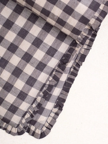 Sofa Cover - Carreaux Alba - 85x185cm, Detail des handgedruckten Blockdruckmotivs