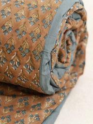 Sofa Cover - Pauline Bleu - 85x185cm, katoenen bankhoes in artisanale blockprint, handgemaakt in Jaipur - Kirane
