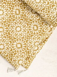 Sofa Cover - Yellow Sun - 85x185cm, housse de canapé en coton block print artisanal, fait main à Jaipur - Kirane