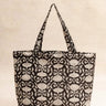 Daily Bag Lotus Noir in Baumwoll-Blockdruck, handgefertigt in Jaipur - Kirane